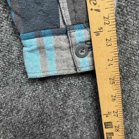 Vintage 90s Y2K OP Shacket Mens L Flannel Plaid Hoodie Quilted Blue Gray Skiwear - Picture 14 of 14